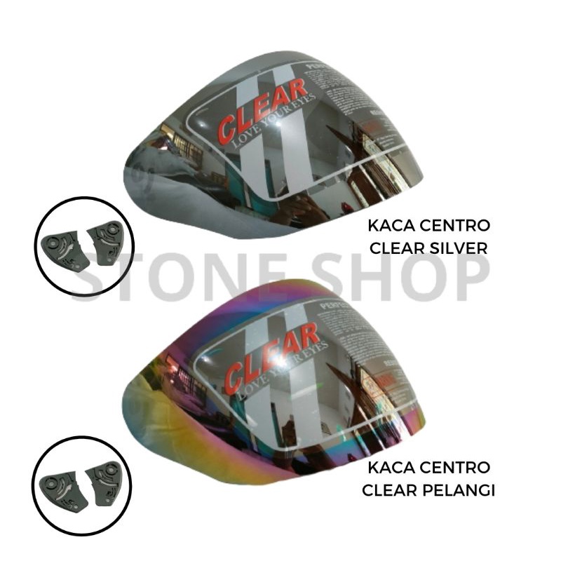 kaca helm ink centro merk clear  ori  pelangi silver free bublewrap