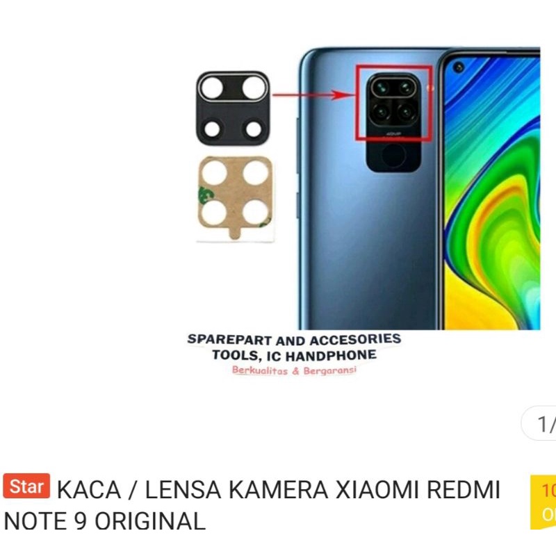 KACA KAMERA XIOMI REDMI NOTE 9 /NOTE 9S ORIGINAL
