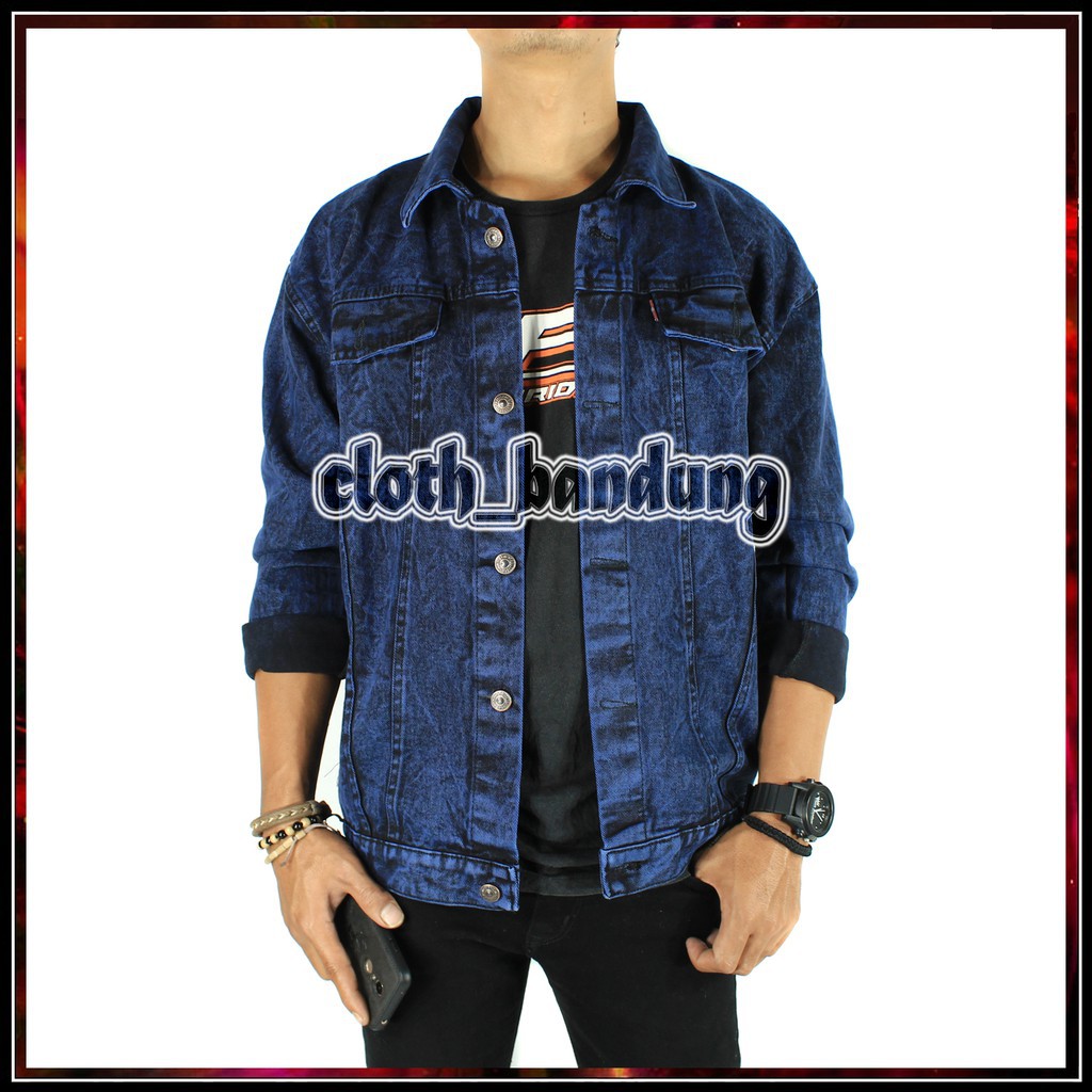 Jaket Jeans Sandwash Levis Ukuran L XL-Blue Sandwash