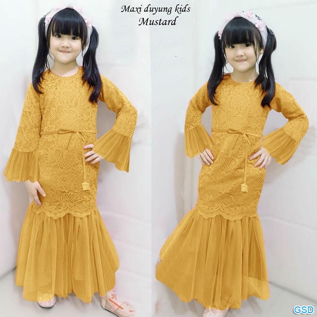 Maxi duyung kids/Longdress Anak Brukat Furing Best Seller /Maxi Anak Duyung Kids Free Tali Ikat