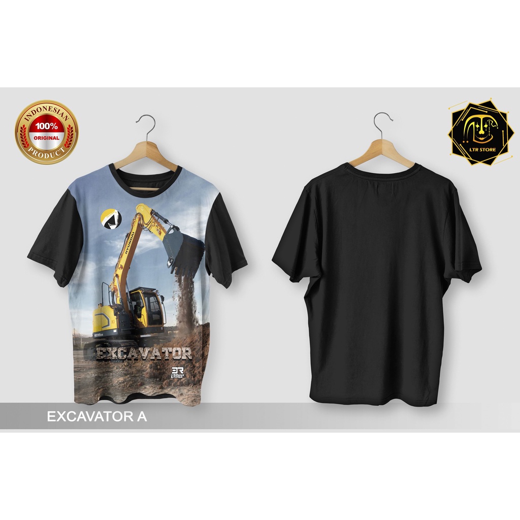 [ BAYAR DI TEMPAT ] BAJU PRINTING GAMBAR EXCAVATOR A -  KAOS DISTRO ORIGINAL GAMBAR ALAT BERAT BULLD