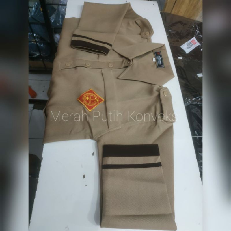 Baju Pramuka Siaga Pakai Bis Putra &amp; Putri Bahan Rapilo Lengan Pendek &amp; Panjang