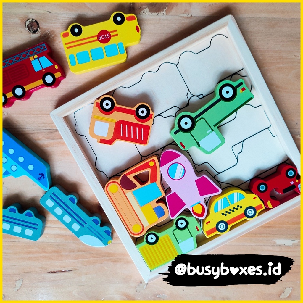 [busyboxes.id] Puzzle 3D wooden toys mainan edukasi transportasi