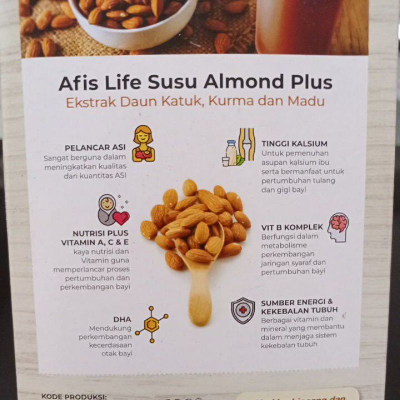 Afis Life susu almond pelancar asi booster original chocolate 200gr