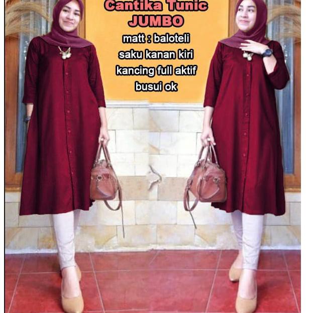 Terkini BOOM - TUNIK CANTIKA JUMBO, XL, XXL , 3XL / BAJU MUSLIM WANITA JUMBO/ TUNIK JUMBO / TUNIK TE
