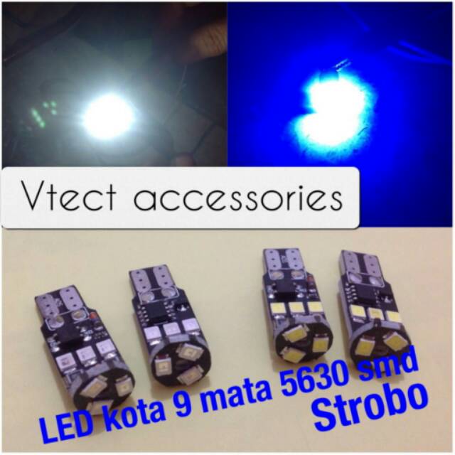 LED Kota T10 strobo 9 mata