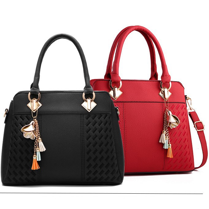 Tas Selempang Wanita Handbag Import Cewek Korea Fashion Merah Hitam Perempuan BG-007