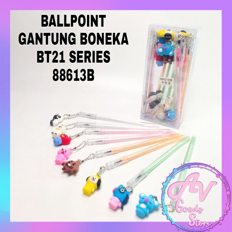

Pulpen Gel BT21 BTS (12pcs) / 1Lusin Ballpoint gantungan BONEKA BT21 88631B