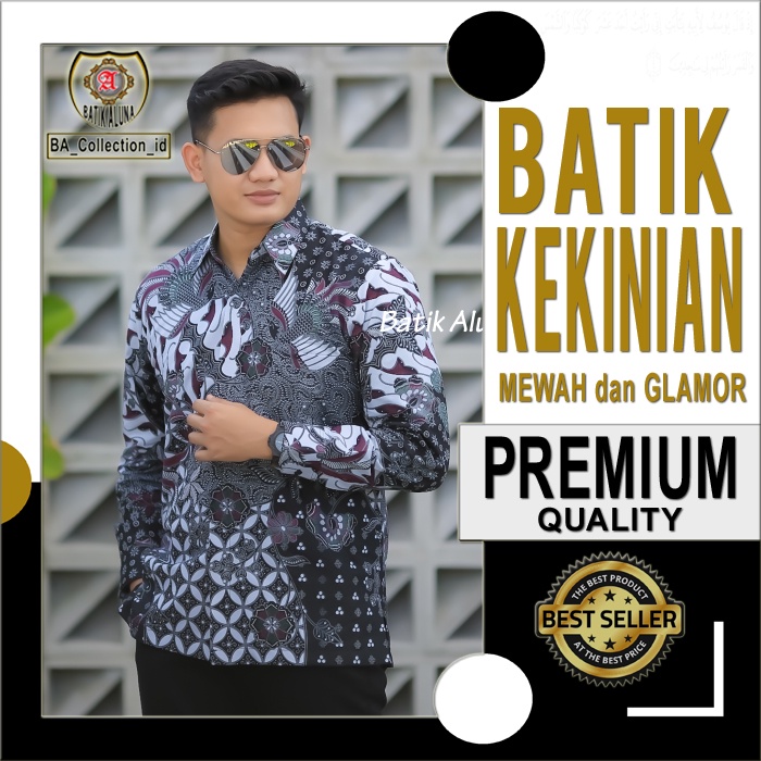 Batik Pria Lengan Panjang Kemeja Hem Handara Rianty Modern Slimfit Kombinasi Premium Furing Prabusen