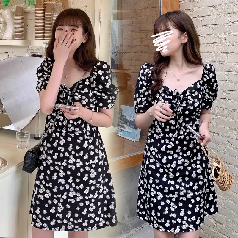 [K.Anissa] ✅Pengiriman 24 Jam Hari Ibu Baju Hamil Dress Daisy Gaya Korea Untuk Wanita Dress V-Neck L