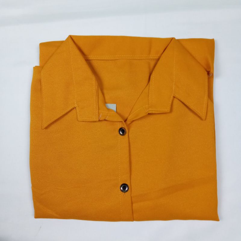 Kemeja Wanita Polos Basic Casual Kombinasi Warna Lengan Panjang Kekinian Korean Style-1