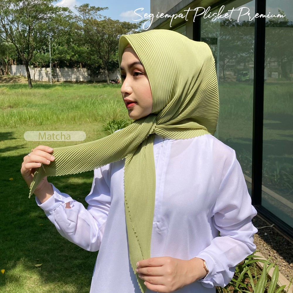 TERBARU!! Hijab Segiempat Plisket // Bella Plisket Lidi Premium Tanpa Garis Tengah 115*115-5