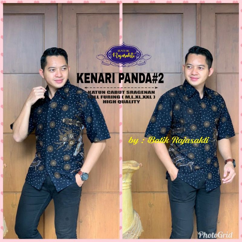 Hem Batik Lengan Pendek Pria Batik Pria Hitam Lengan Pendek KENARI PANDA#2