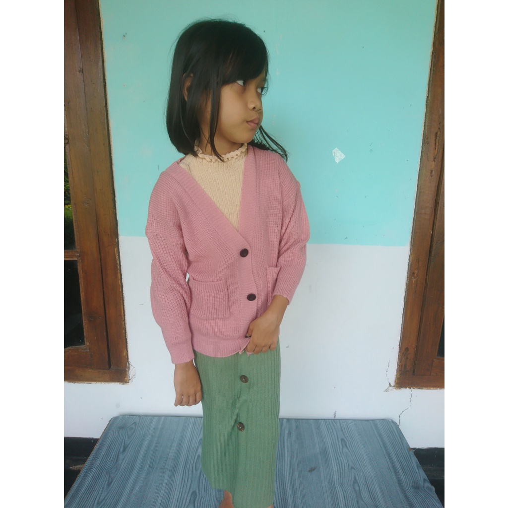 Baju rajut anak twis/Cardigan rajut anak perempuan 2-4 thn/cardy kancing batok/kardigan