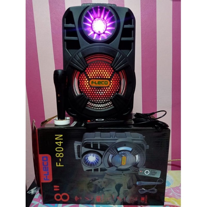 Paket Murah Speaker Aktif Fleco F804N Bonus Mic/Remote/USB/Bluetooth