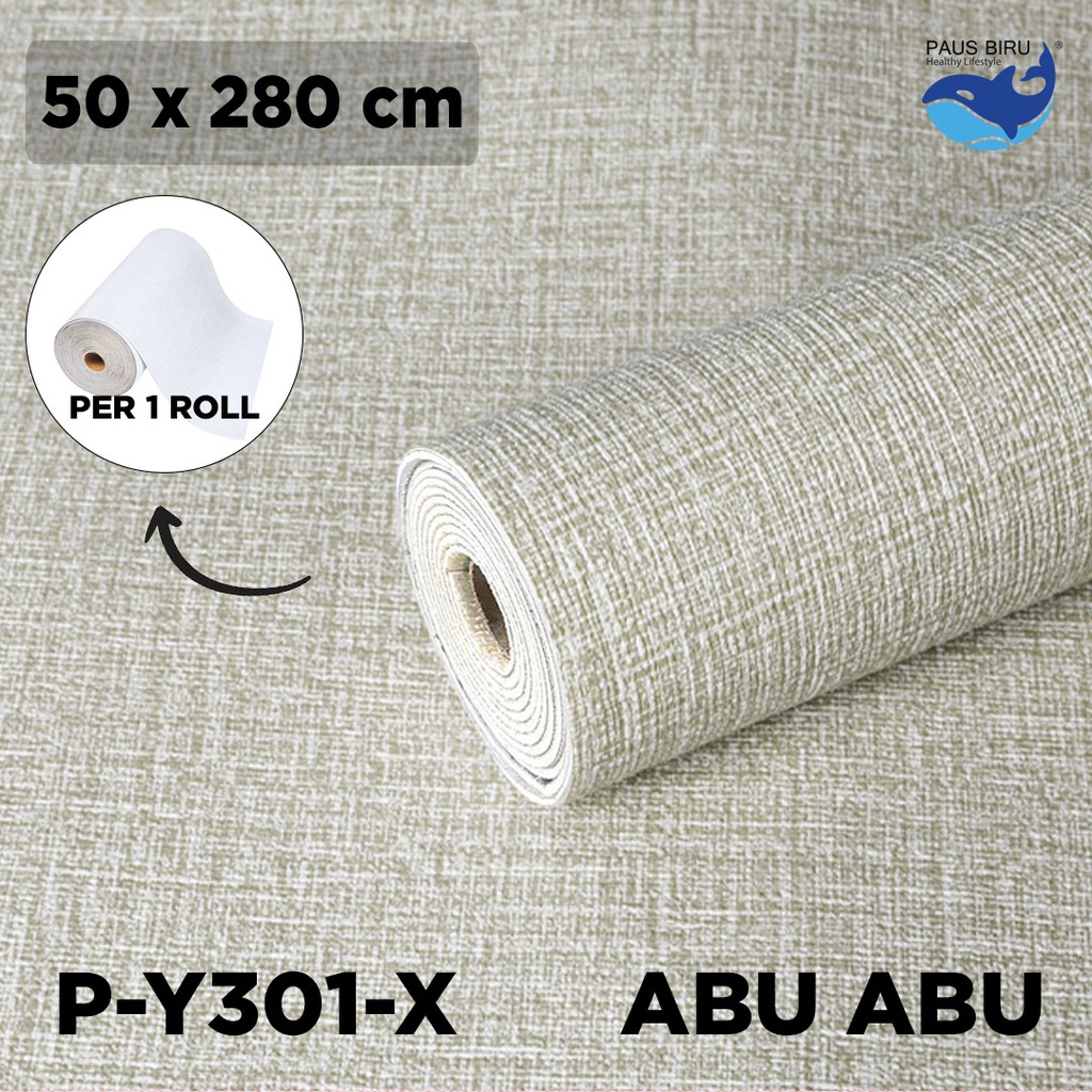 paus biru Wallpaper foam Linen Roll Wallpaper Dinding form Dekorasi Kamar Kelas atas-ABU