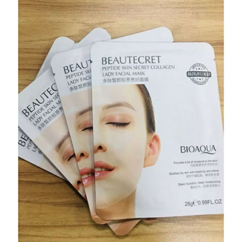 BEAUTECRET BIOAQUA  PEPTIDE SKIN COLAGEN FACE MASK [ BPOM ]