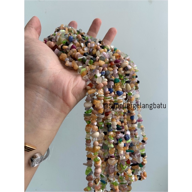 kerikil batu akik PANCAWARNA 1cm bahan gelang kalung campur ekslusif bahan kalung gelang anting strap mask kerajinan tangan craft citayam fashion week etink vintage elegan bali