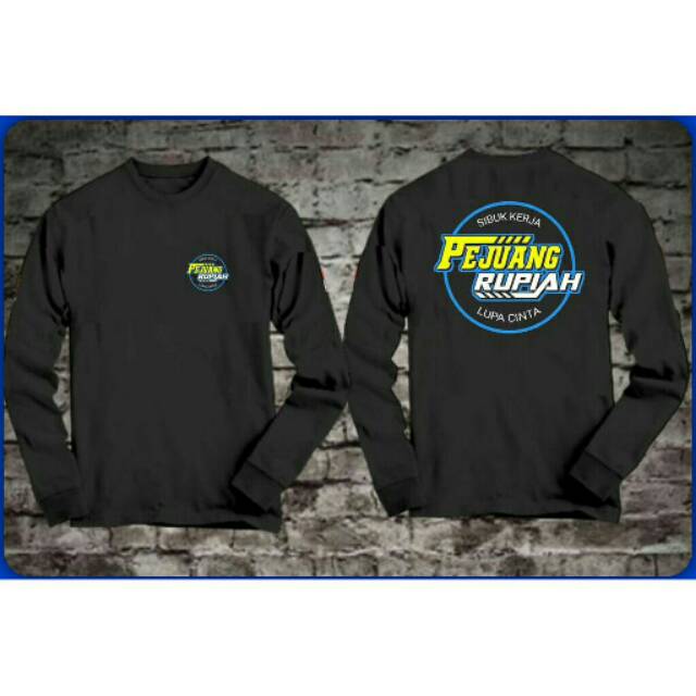 Kaos pejuang rupiah lengan panjang hitam
