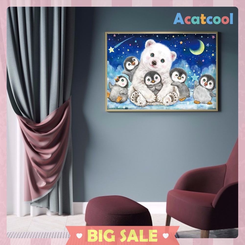 Diamond Painting Bear Little Penguin 5D Full Round Resin Rhinestone Picture