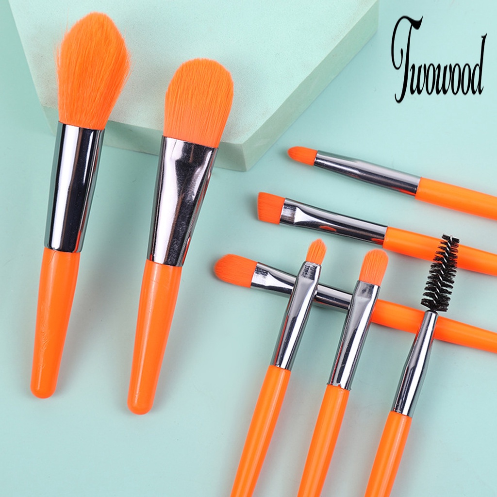 8pcs / Set Brush Makeup Foundation Portable Bahan Plastik Lembut Tahan Lama Untuk Pemula