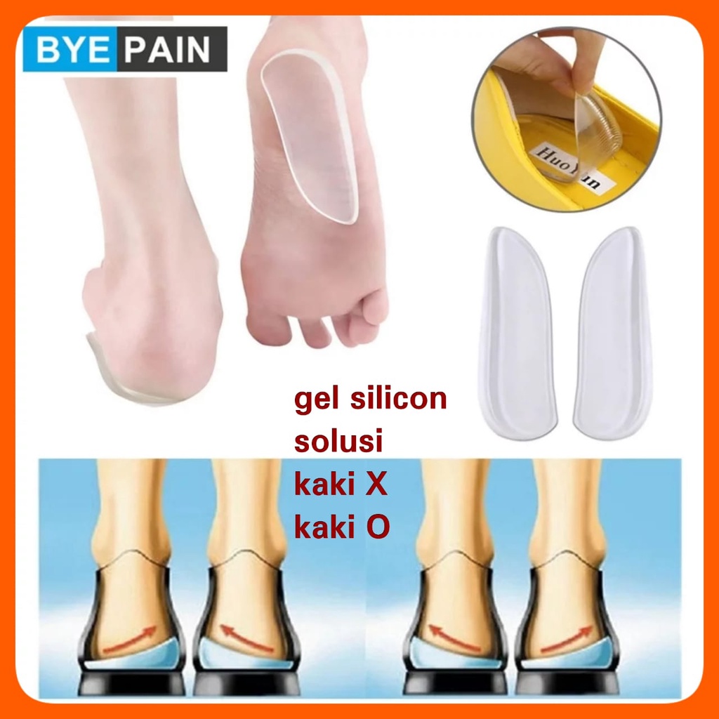 SATU PASANG INSOLE SEPATU KAKI O DAN KAKI X GEL SILICON SEPATU WANITA INSOLE ANTI KAKI PEGAL