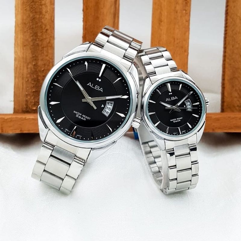 ALBA JAM TANGAN COUPLE PRIA DAN WANITA RANTAI STAINLIS STEEL