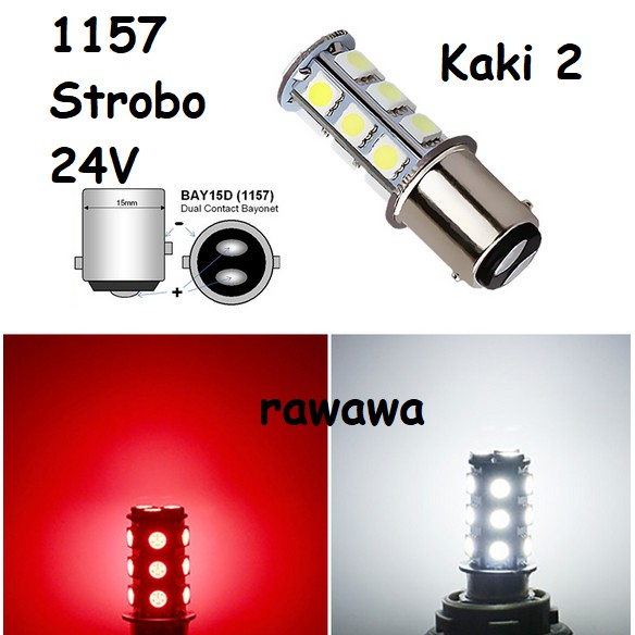 Lampu Rem Truk Bis LED Kedip 1157 24volt 18 titik Bus / Dop Stop truk Kaki 2 Bayonet 24V 24 volt