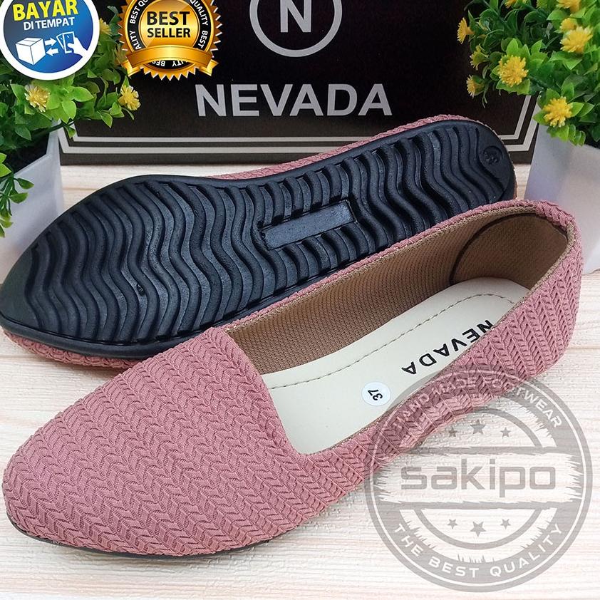 Sudah READY.. PROMO 12.12 BIRTHDAY SALE SEPATU WANITA DEWASA BALET RAJUT NEVADA TRENDI TERMURAH TERL