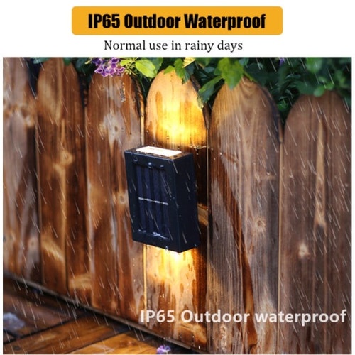 ANBOLT LAMPU TENAGA SURYA Lampu Solar Outdoor Minimalis Led Wall Ligh 2 LED Lampu kuning terpasang di pagar untuk menambah keindahan