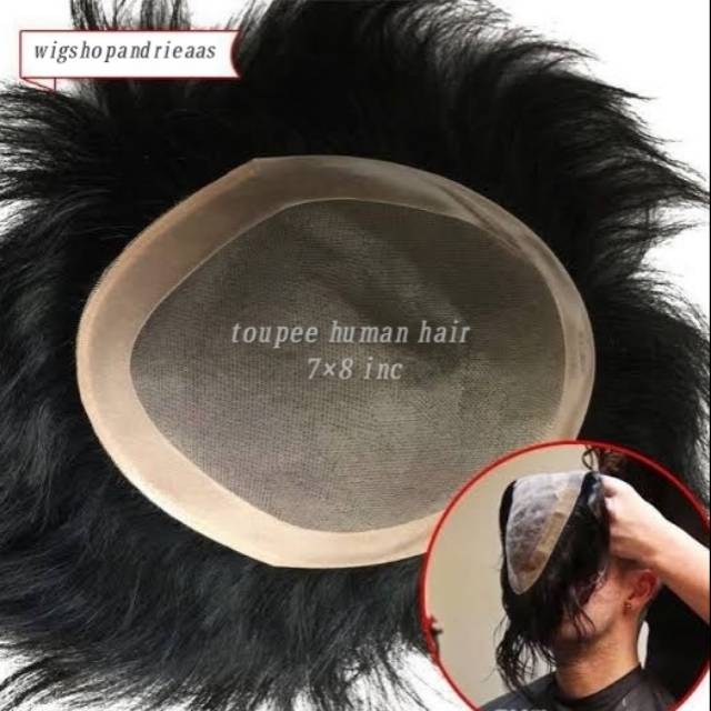 Toupee hair man/tutup botak pria 7×8 inc / 18×20 cm