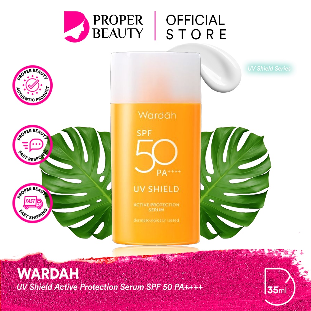 WARDAH UV Shield Active Protection Serum SPF 50 PA++++ Indonesia / Sunblock Wajah 35ml / Waterproof / Sun Care Sunscreen Tabir Surya UVA UVB Blue Light Protector Protect Pelindung Sinar Matahari Kulit Tubuh / Gel Stick Cream Lotion / Skincare Face Series