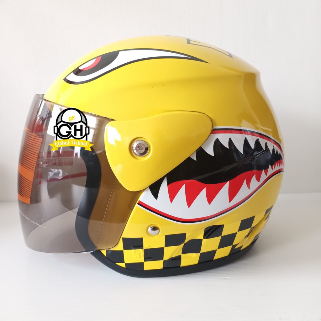 HELM EVOLUTION SHARK WARHAWK YELLOW HALF FACE MODEL GM