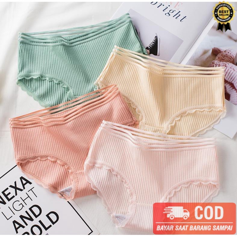 novi.olshop Celana Dalam Wanita  UNDIES WANITA Bahan Katun CD Korea dalaman Import Murah 891