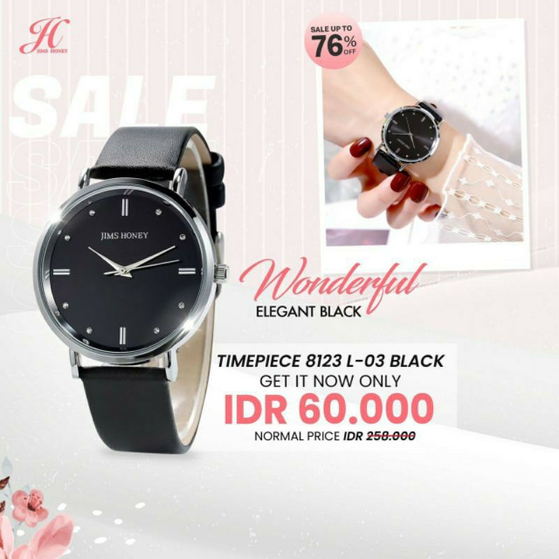 JIMS HONEY JAM 8123 jam tangan elegan analog anti air wanita kado cewek import murah-1