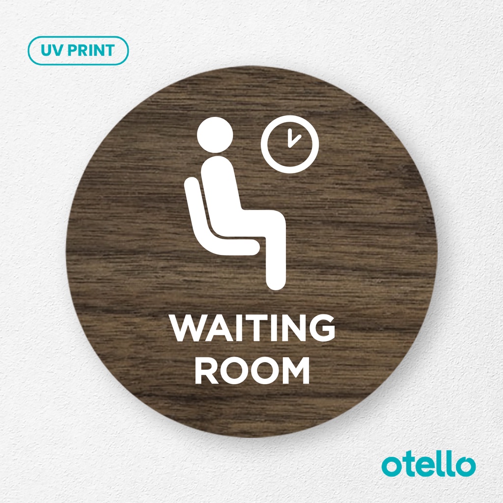 Signage Waiting Room Sign Board Kayu Wooden Label Ruang Tunggu Kantor Tag Plat Dinding