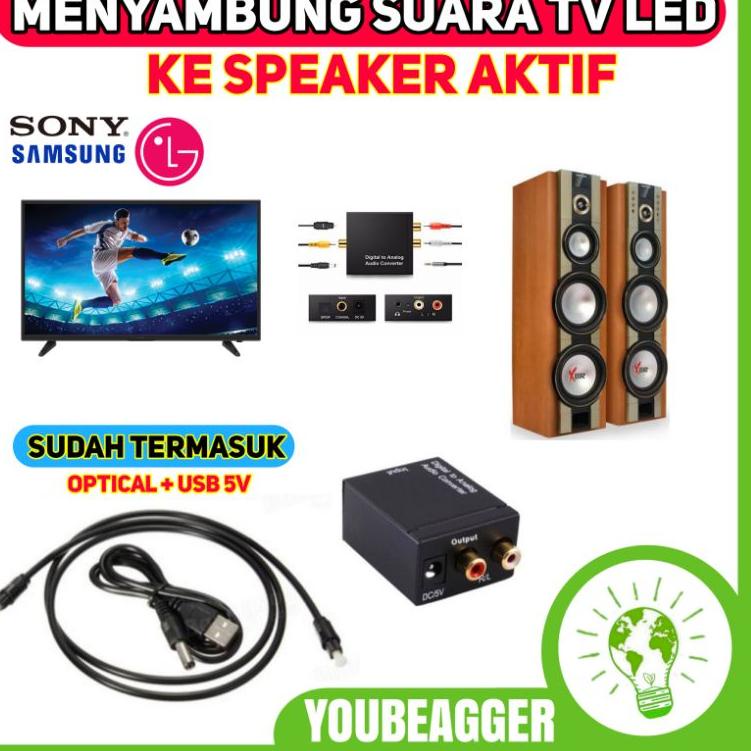 [KODE 7706] Penyambung Audio TV LED ke SPEAKER AKTIF DAN AMPLIFIER Digital audio output to analog co