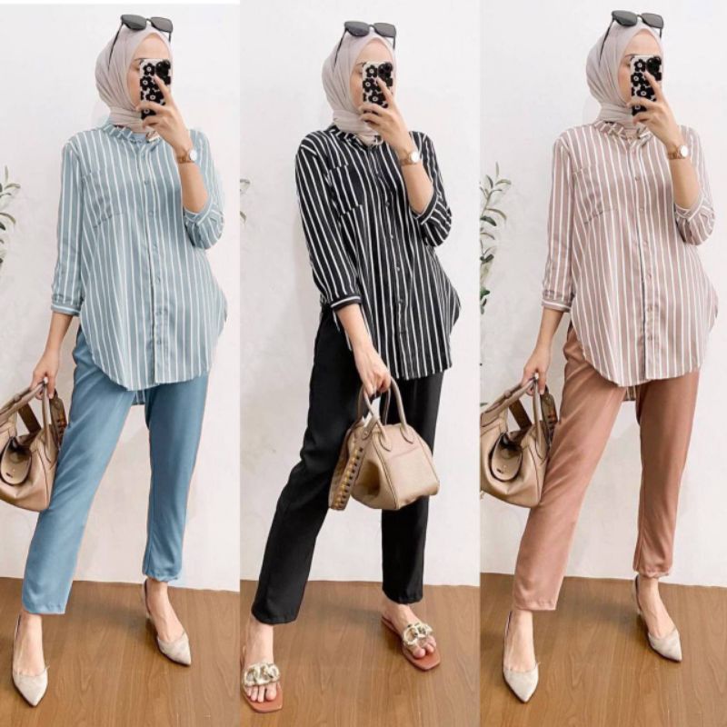 SETELAN ONESET PELANGI SALUR WANDA SET