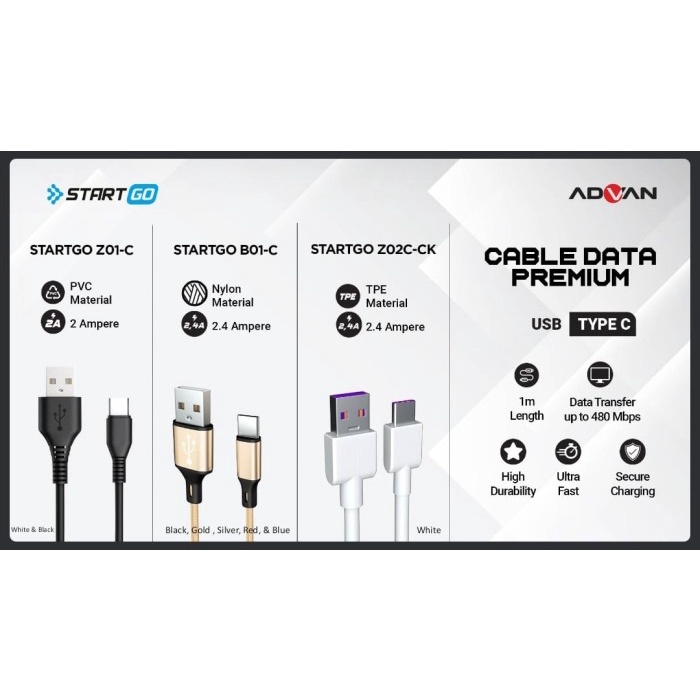 ADVAN STARTGO Kabel Cable Data Premium USB to Type- C