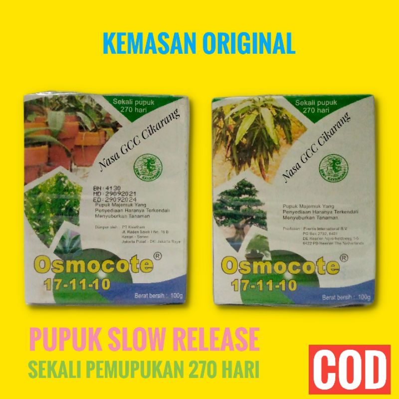 PUPUK OSMOCOTE 17-11-10 KEMASAN PABRIK 100 GRAM