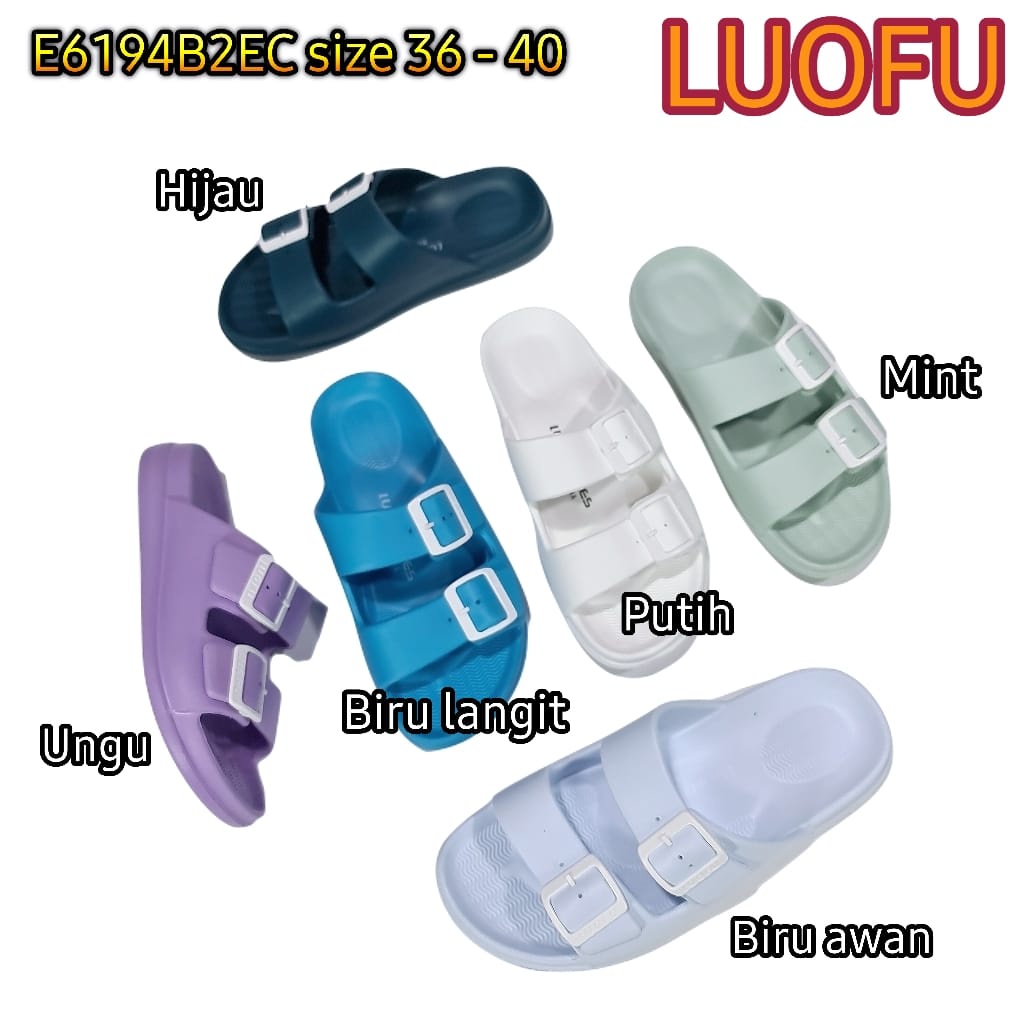 LUOFU ORIGINAL jelly sandal karet empuk murah wanita selop luofu import ban 2 sendal cewek E6194B2EC