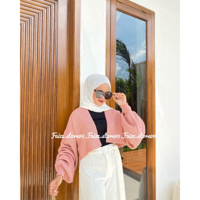 OVERSIZE CROP Tangan Balon Cardigan Rajut wanita/Outer Knit Tangan balon PREMIUM/CROP CARDI Balon store09 Murah