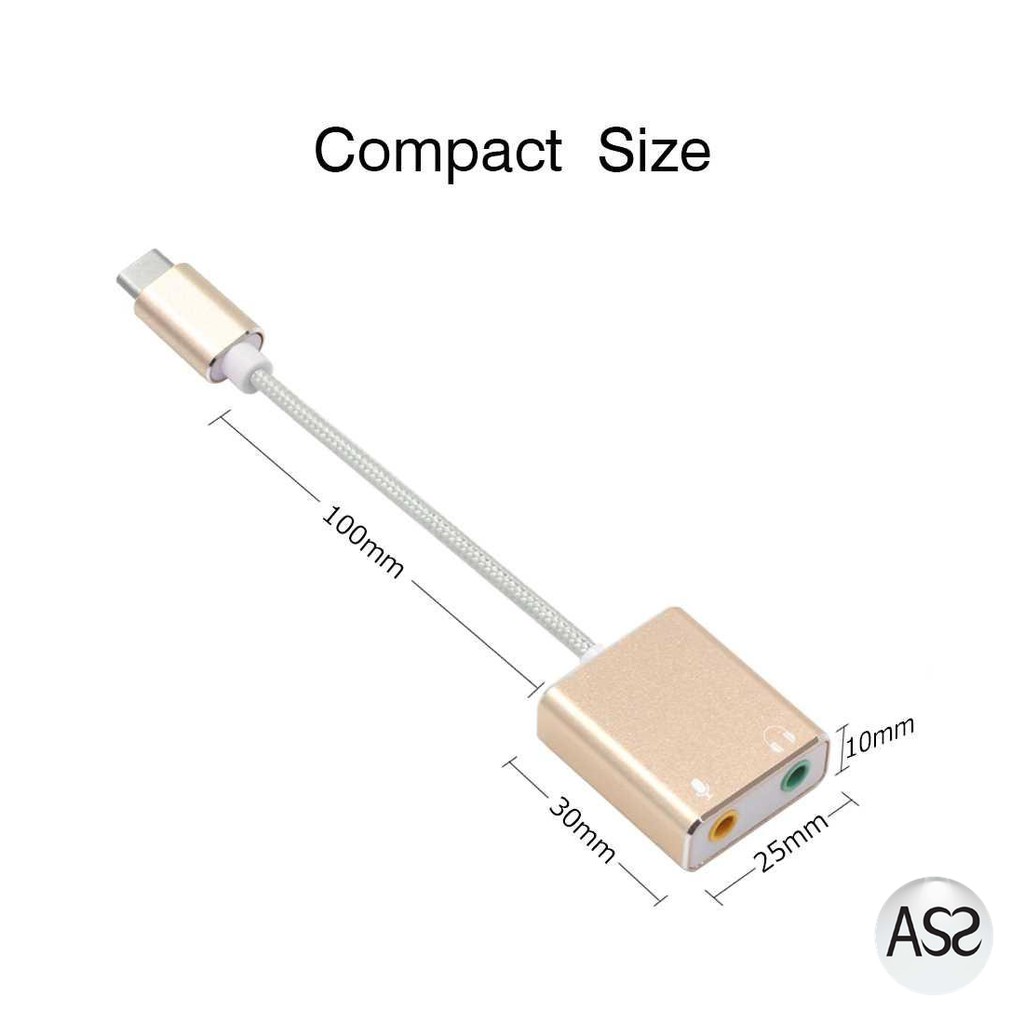 ASS Shop - Woopower External USB Type-C Sound Card 3.5mm AUX &amp; Microphone - MU1