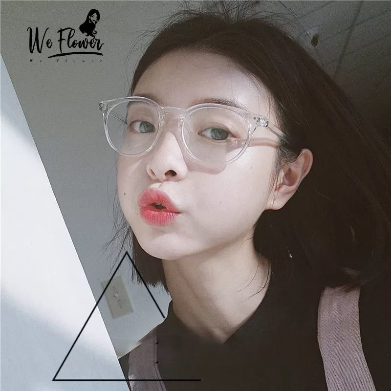 We Flower Trendy Transparent Frame Clear Lens Eyeglasses for Women Round Glasses Spectacles Eyewear