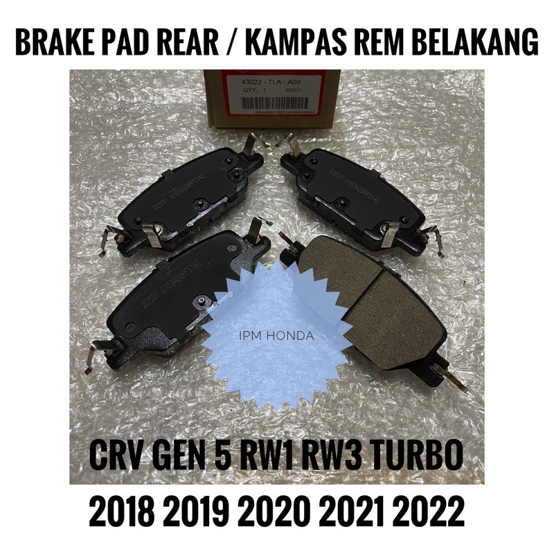 43022 TLA Brake Pad Kampas Rem Belakang Honda CRV GEN 5 RW1 RW3 TURBO 2018 2019 2020 2021 2022