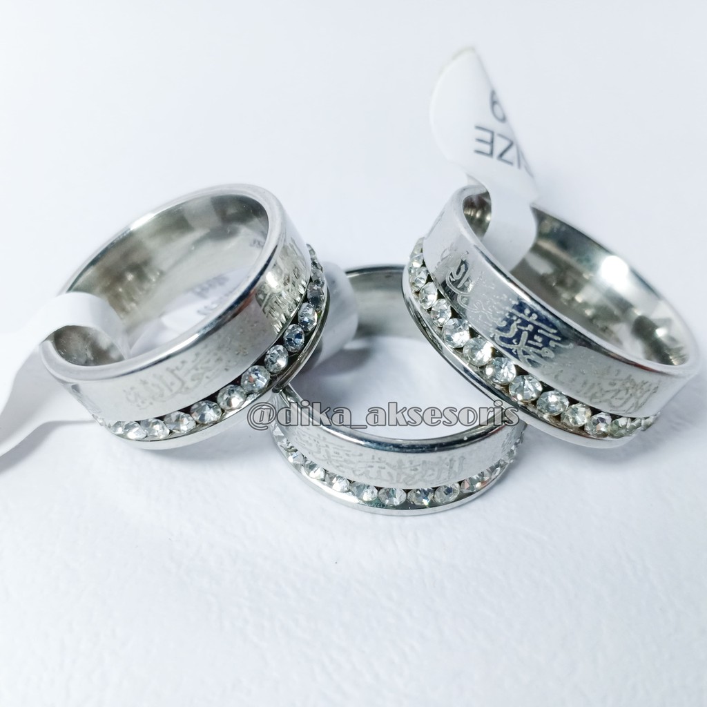 Dika Acc. Cincin Couple, Cincin Pria dan Wanita, Cincin Tauhid Islami Lafadz Premium Diamond Permata
