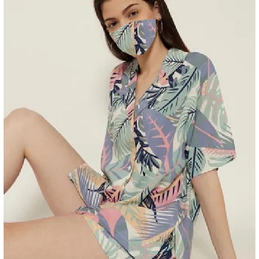 Morymony daily set homewar / setelan celana pendek / stelan baju wanita marble pastel-downy