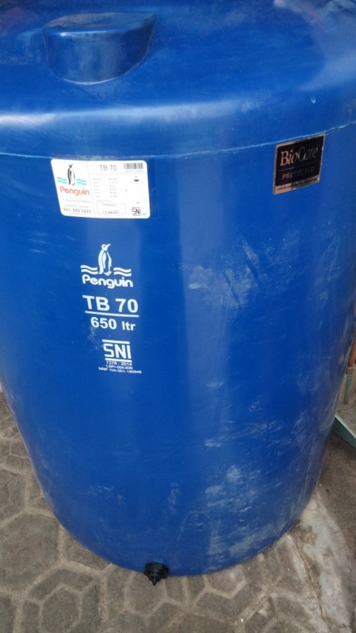 Penguin - Tangki Tandon Toren Air Water Tank Set Tb 70 Tb70 650 L Biru Tua
