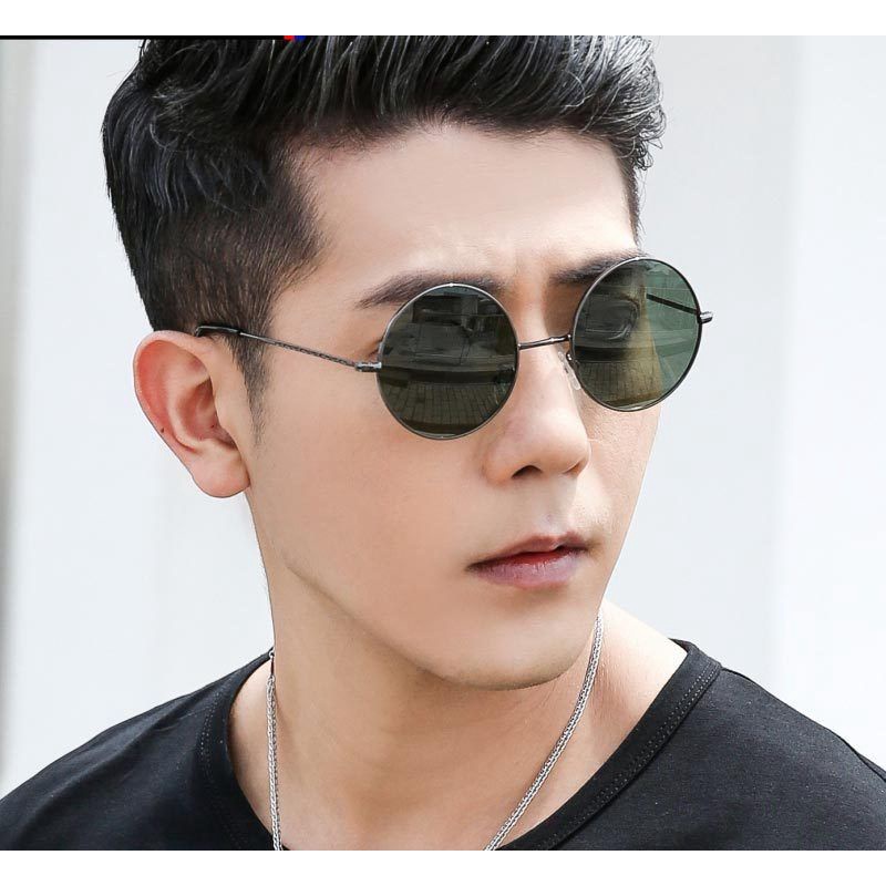 Kacamata Hitam Bulat Anti Radiasi UV Silau Sunglasses Pria Wanita Gaya Fashion Korea