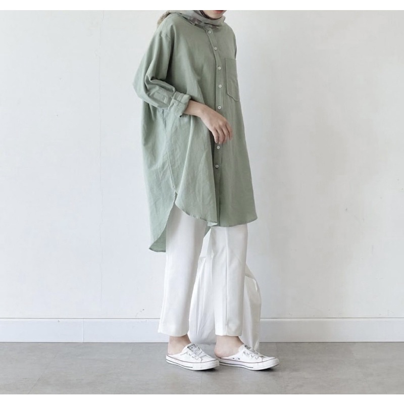 Sela Tunik Long Rayon Diamond / Tunik Polos Bahan Katun / Tunik Panjang Flowing Shirt